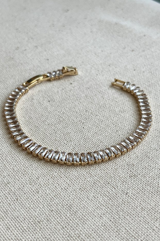 Caprea Steel White Stone Waterway Women's Bracelet Tarnish Resistant 17 cm +2 cm Circumference Women's Bracelet ZBLK