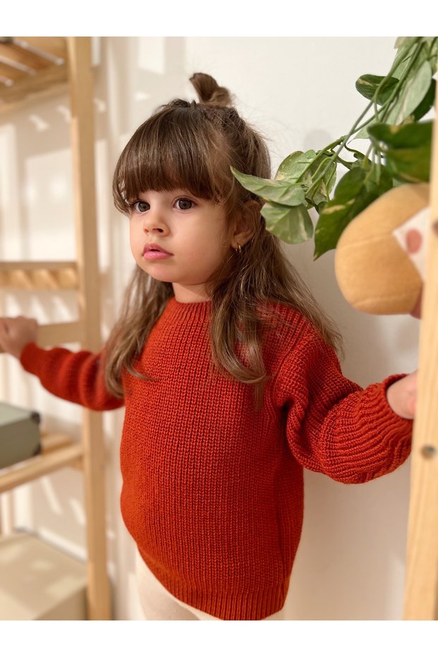 Flexible Knitwear Sweater Crew Neck Oversize Unisex Baby Kids 1-5 Years
