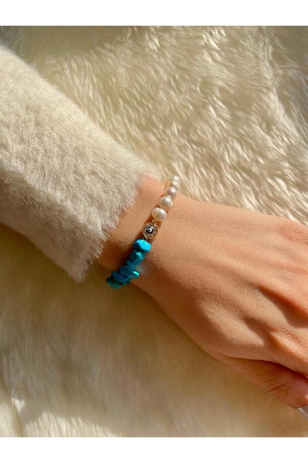 Bracelet Baroque Pearl And Turquoise [turquoise] Evil Eye