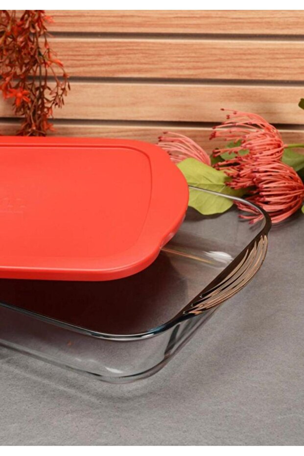 Borcam Red Rectangular Storage Container with Lid 59124 45*25 - 1