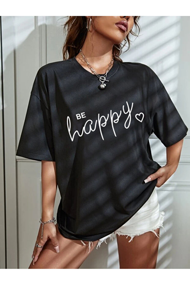 Unisex Be Happy Printed T-Shirt