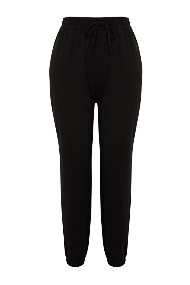Černé tepláky Jogger Leg Elastické pletené Plus Size Tbbss22Ea0065 - 6