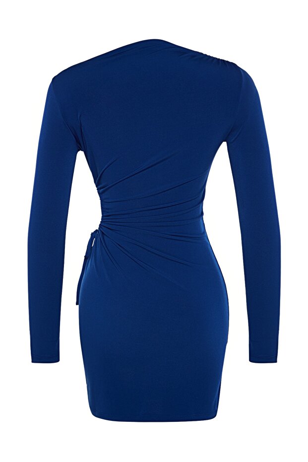 Saks Vücuda Oturan Pencere/Cut Out Detaylı Kısa Şık Abiye Gece Mezuniyet Elbisesi TPRAW24EL00063 - 8