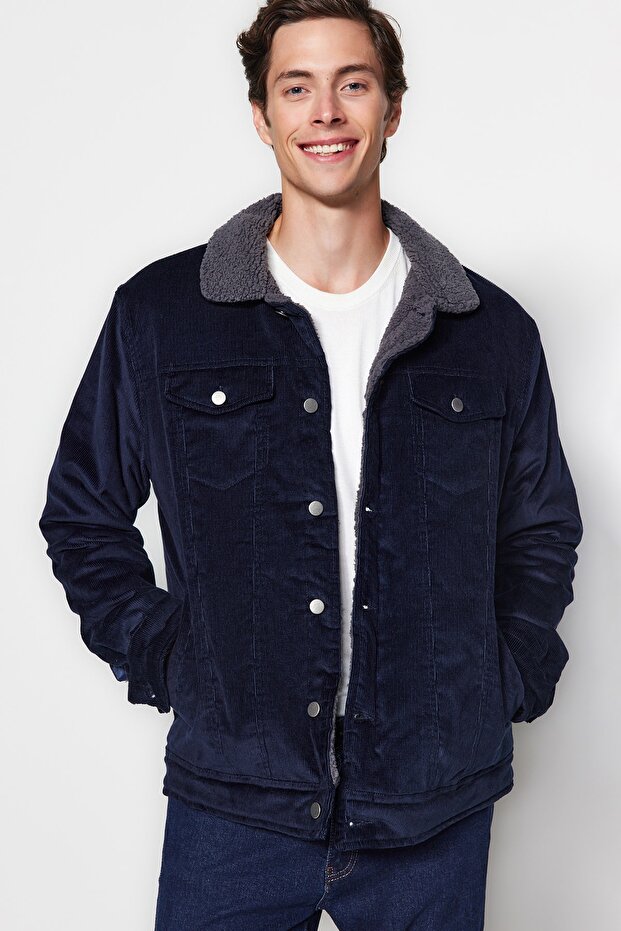 Unisex zimní bunda Navy Blue Velvet Regular Fit - TMNAW24MO00018 - 3