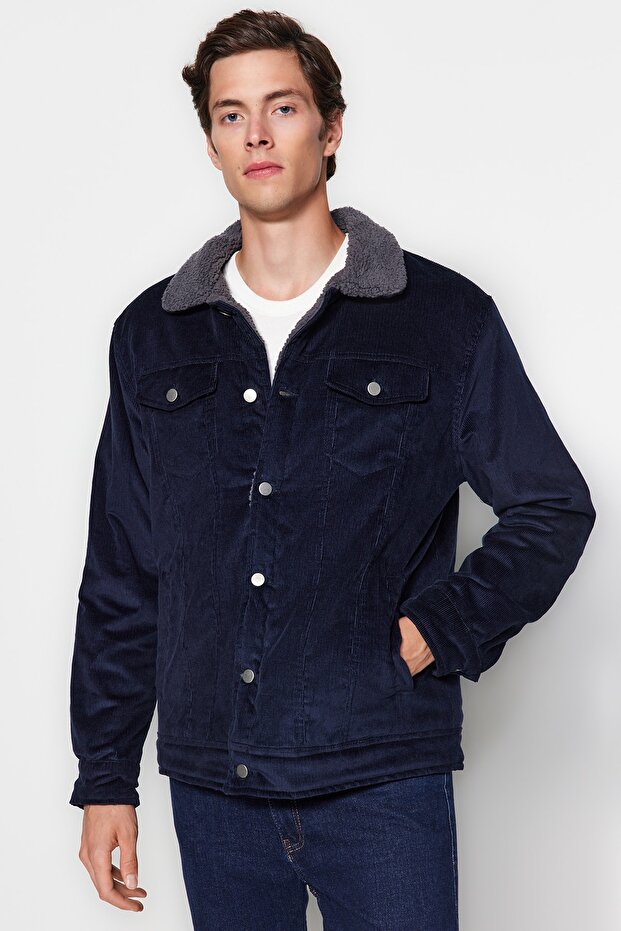 Unisex zimní bunda Navy Blue Velvet Regular Fit - TMNAW24MO00018 - 5