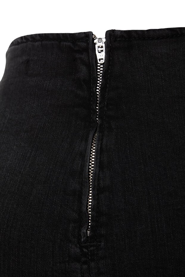 Udržitelnější midi džínová sukně s černým prošíváním TWOAW24ET00057 - 7