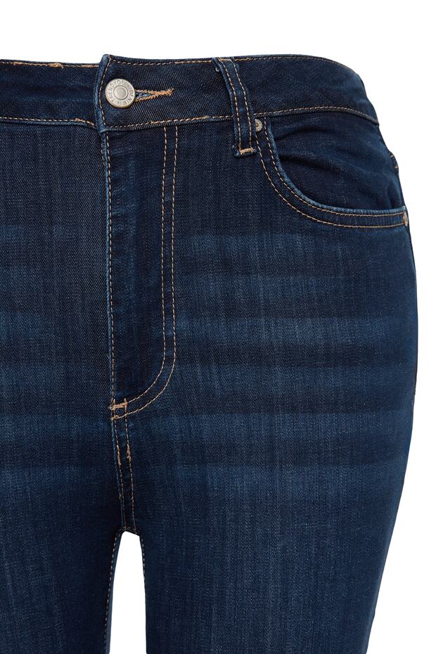 Koyu Mavi Şekillendiren Etki Yüksek Bel Ekstra Esnek Skinny Jeans TWOAW24JE00070 - 6