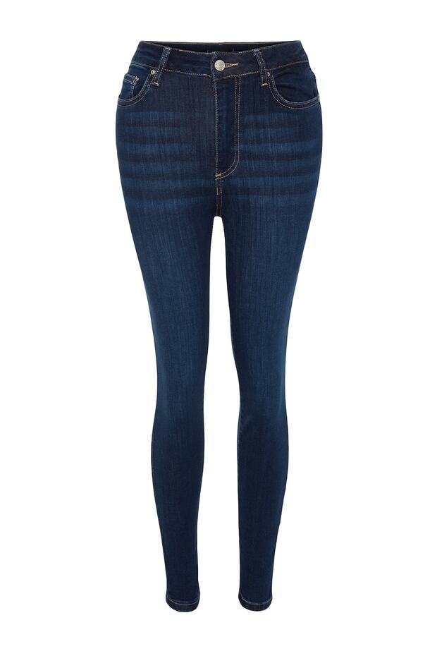 Koyu Mavi Şekillendiren Etki Yüksek Bel Ekstra Esnek Skinny Jeans TWOAW24JE00070 - 5