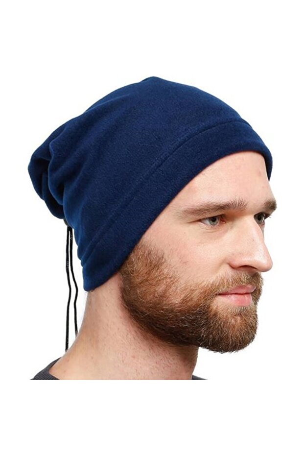 Navy Blue Fleece Neck Collar Beanie