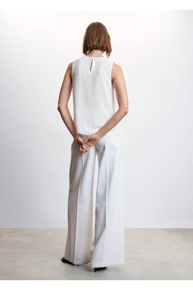 Düğmeli Kruvaze Bluz - 4