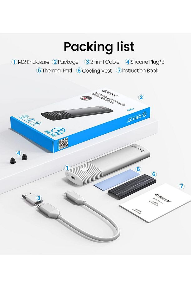 USB3.2 Gen2 10Gbps 4TB M.2 NVME NGFF SSD Harddisk Kutusu, SATA PCIe M-Key B+M Key, Beyaz uyumlu - 8