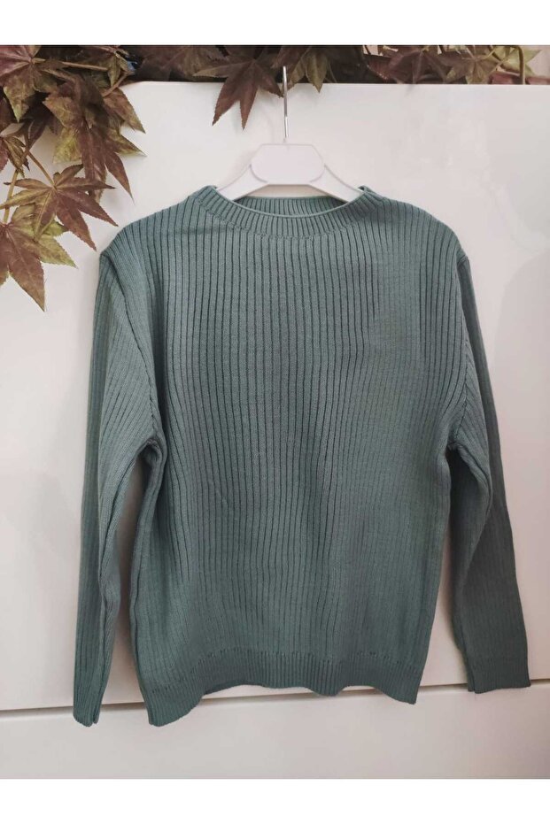 Unisex Ribbed Half Turtleneck Slim Fit Flexible Mint Knitwear Body
