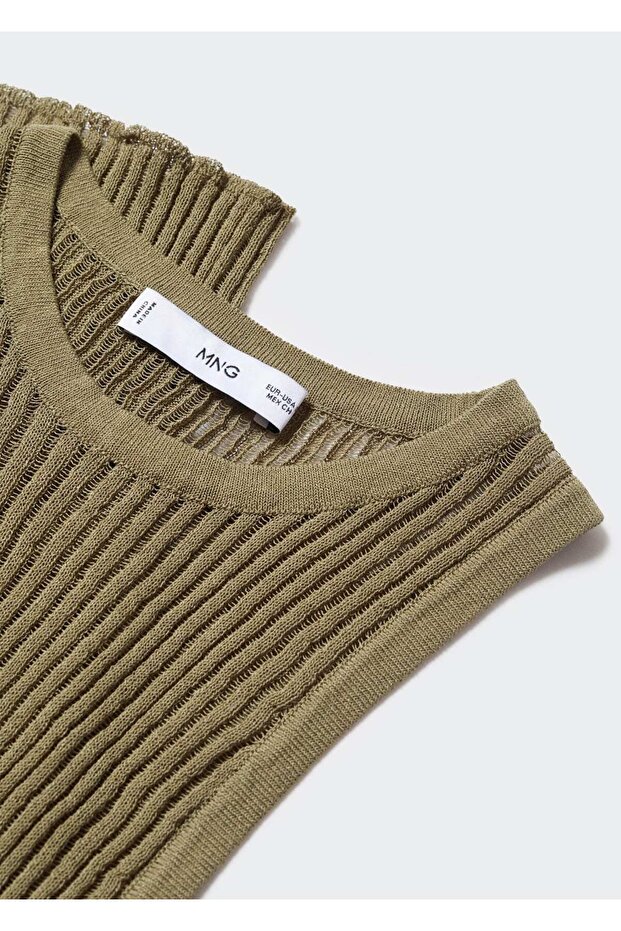 Delikli Triko Ribana Bluz - 5