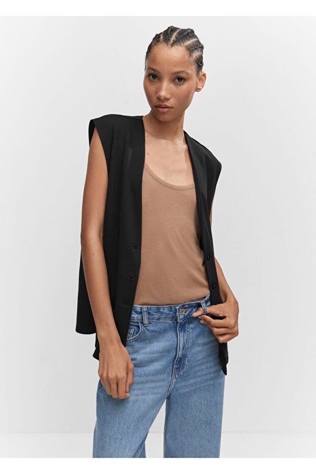 Düz Kesim Oversize Yelek - 1