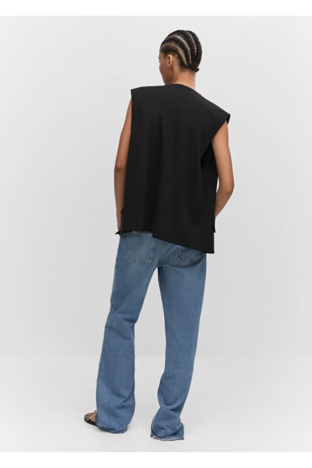 Düz Kesim Oversize Yelek - 4