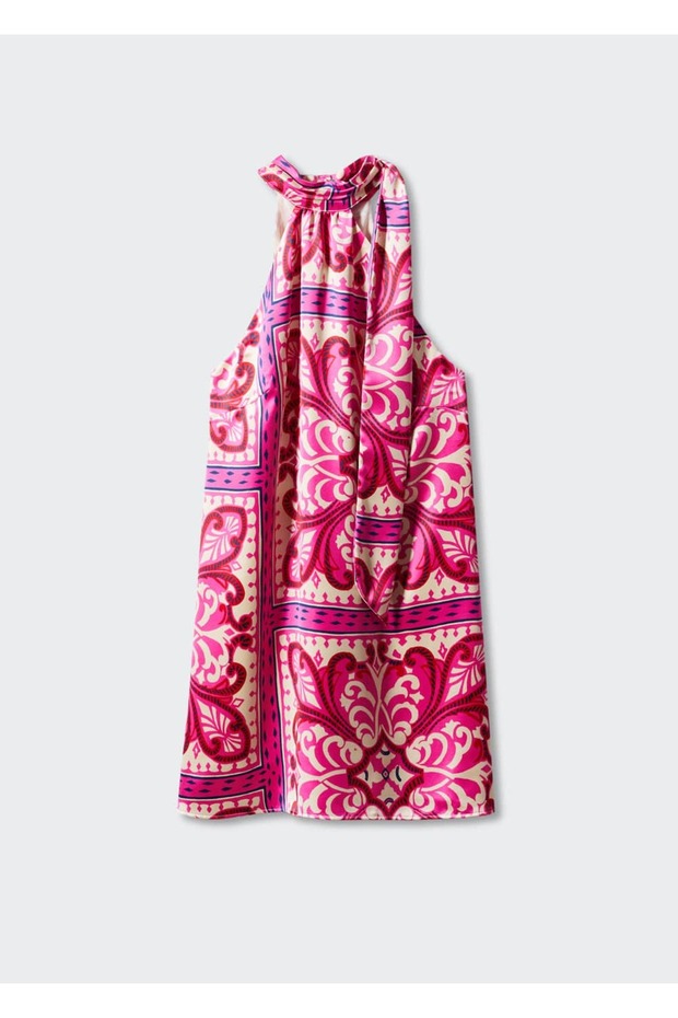 Patterned Halter Neck Long Dress - 3