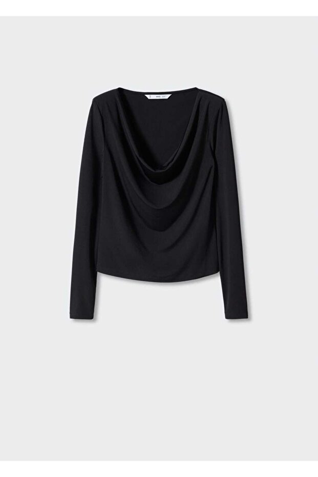 Drape Yakalı Tişört - 3