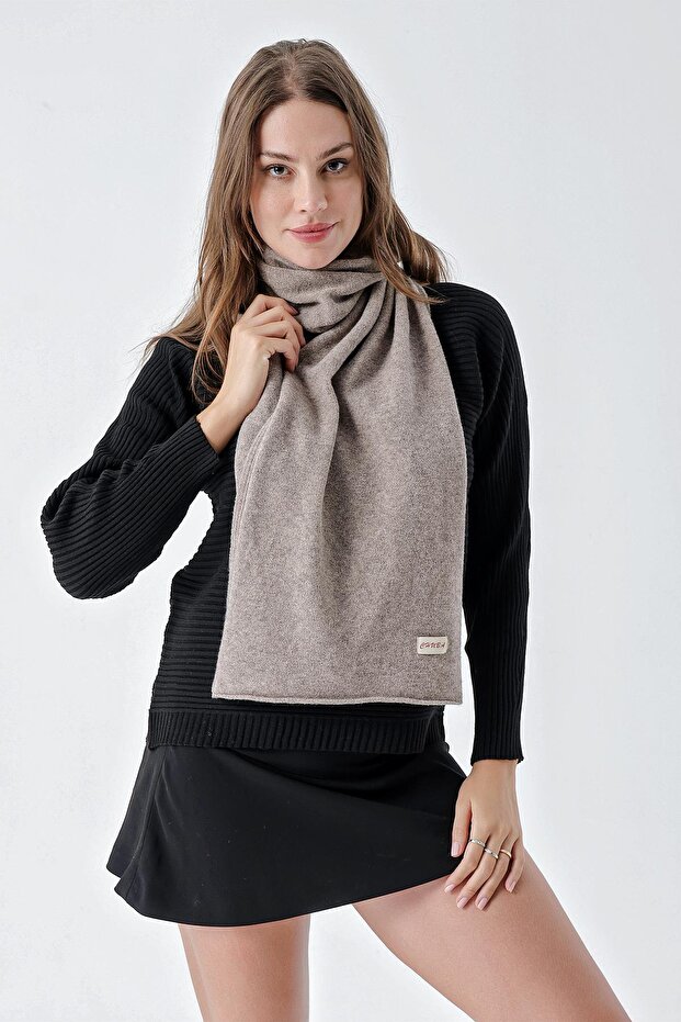 Women's Melange Soft Button Scarf Light Brown 23W506