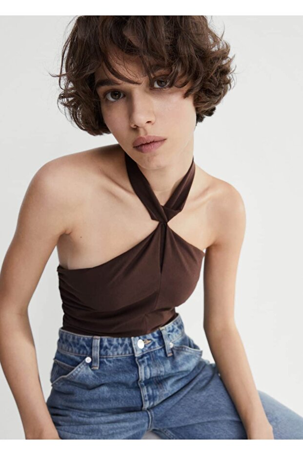 Halter Yaka Crop Bluz - 5