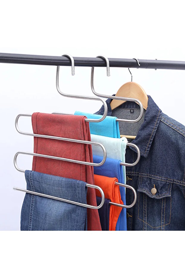 5 Tiers Metal Pants Dormitory Storage Shelf Closet Organizer Clothing Hanger Holder Multilayer