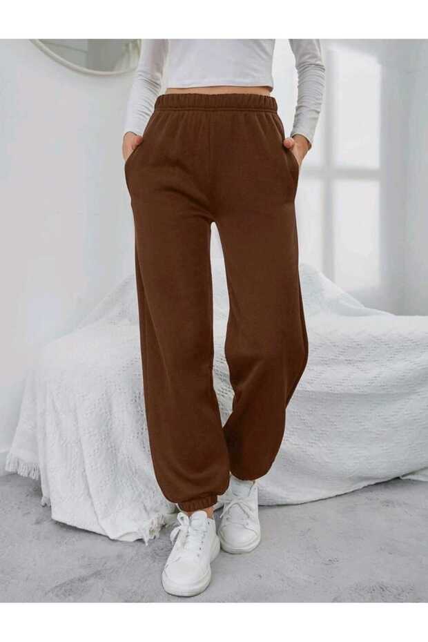 Thick Cotton Sweatpants with Legs and Elastic Waist
