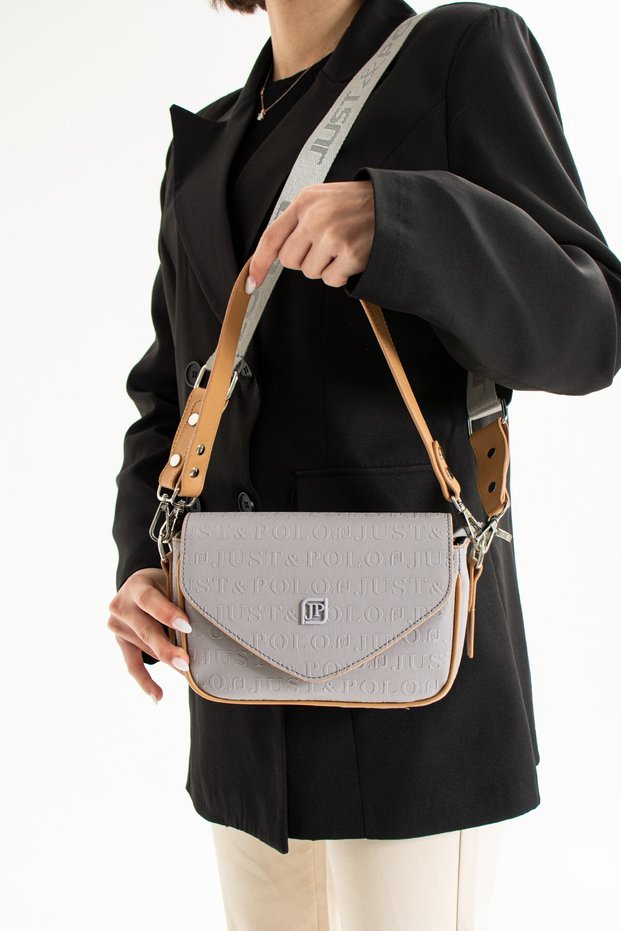 Mini Envelope Model Women's Shoulder Bag - 2 Straps, 3 Compartments, Gray - 21 cm X 15 cm X 9 cm 4089