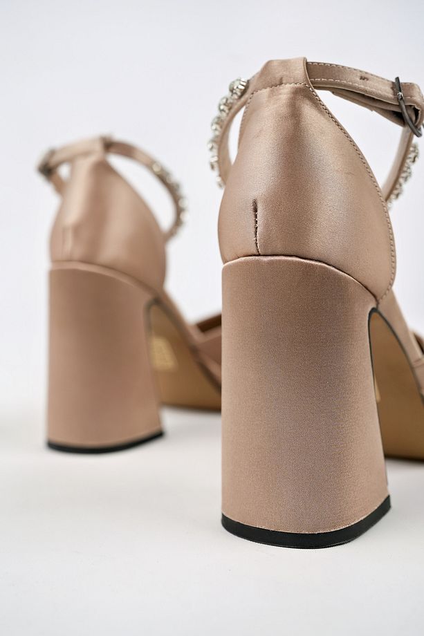 Kadın Yüksek Klasik 10 cm Topuklu Platform Ayakkabı Vizon - 5