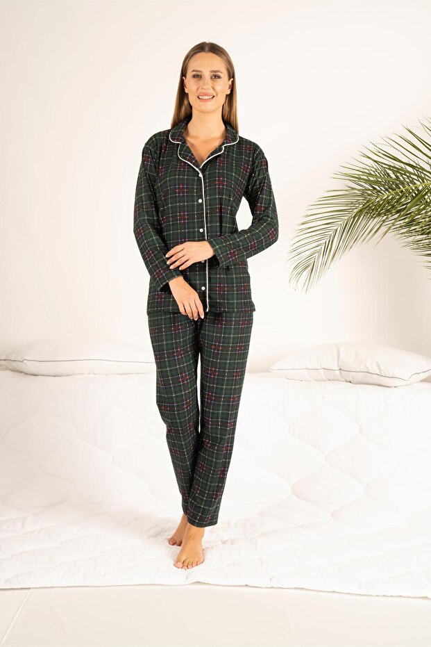 مجموعة بيجامة منقوشة بأزرار - 4