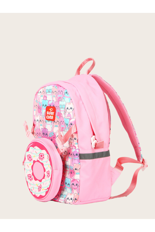 حقيبة ظهر اثنان في واحد - قطة وردية - 2