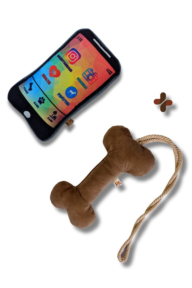 Pawphone Mobile Phone Dog Toy with Sound + Bestie Traction Bone Dog Toy