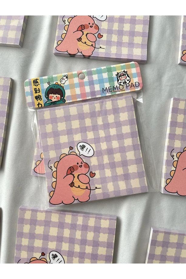 Pink Dinozor Memo Pad Kare Not Defteri - 3