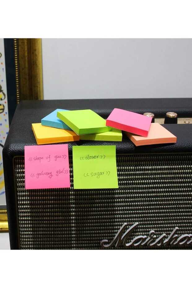 4Renkli Yapışkan Not Kağıdı 76X76 mm Sticky Notes Kendinden Yapışkanlı Not Kağıdı Renkli Not Defteri - 1