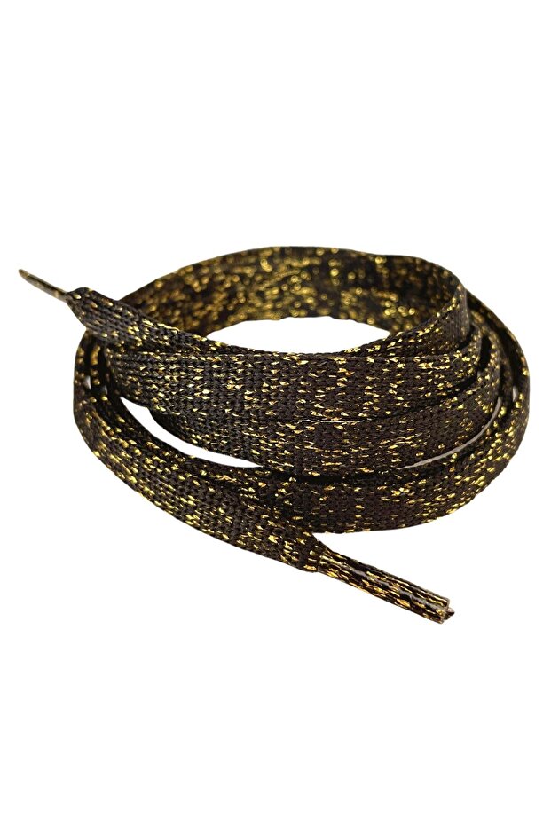 Glitter Flat Laces 120 Cm Converse Sports Shoelaces - Black with Gold Glitter