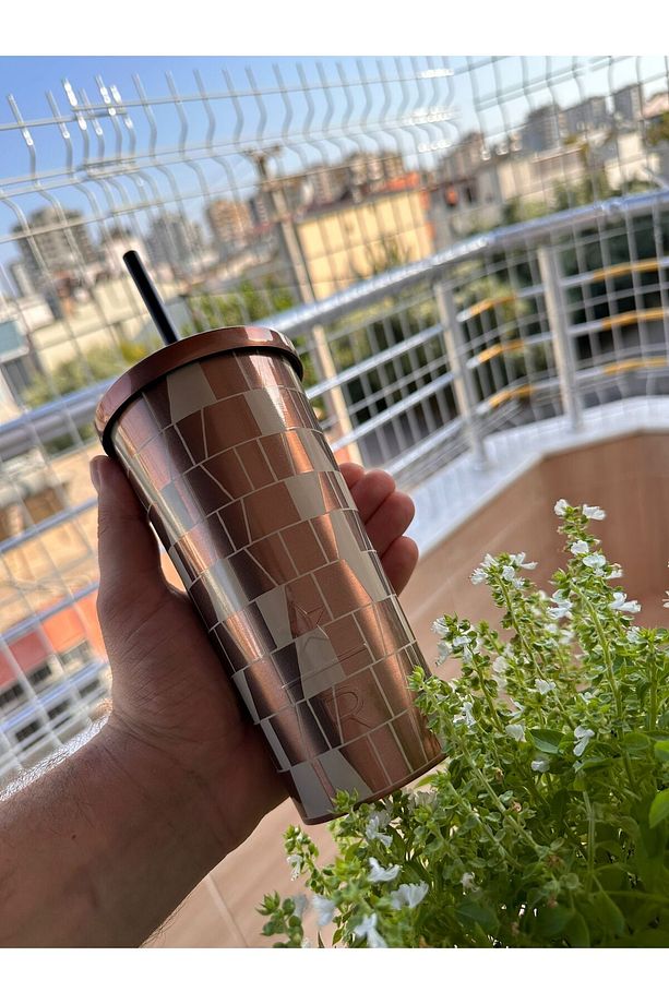 Reserve Mücevher Serisi Bakır Paslanmaz Çelik Pipetli Termos - 473ml - 1