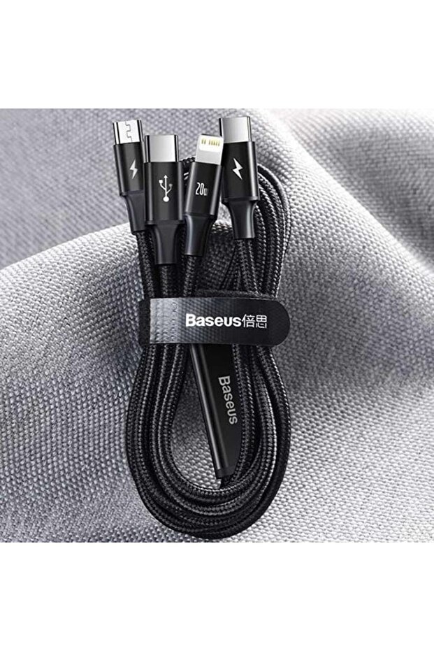 1.5 Metre 20w 3in1 Type C, Iphone Lightning Ve Micro Ultra Hızlı Şarj Ve Data Kablosu - 5