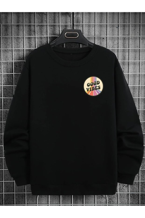 Good Vibes Digital Printed Crew Neck Oversize Unisex Sweatshirt DAXİS Sportwear Company