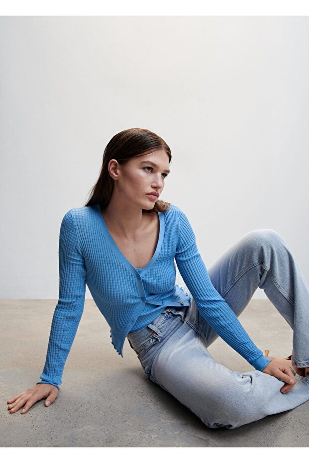 Düğmeli Triko Hırka - 5