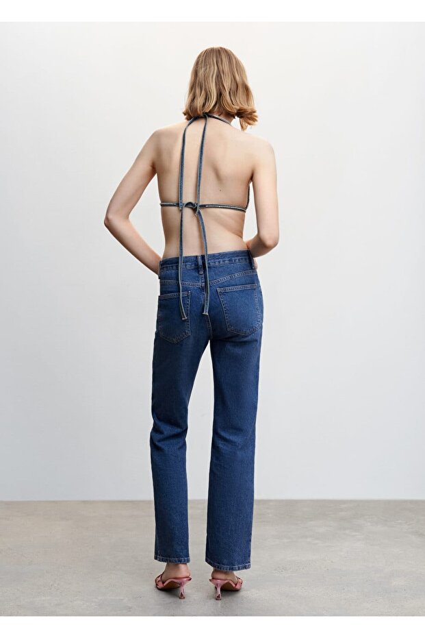 Stras Taşlı Denim Bluz - 4