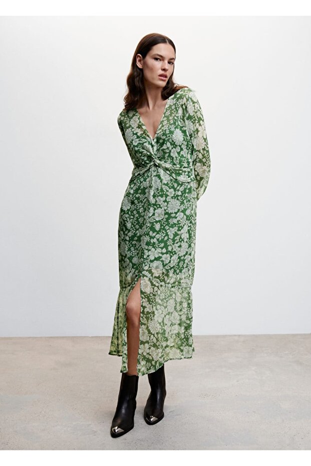 Desenli Midi Elbise - 2