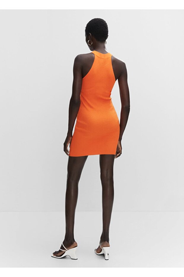 Halter Yaka Triko Elbise - 4