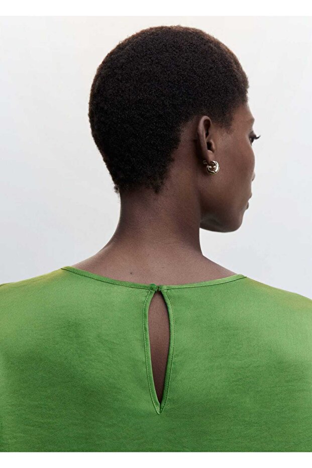 Yırtmaçlı Saten Bluz - 7