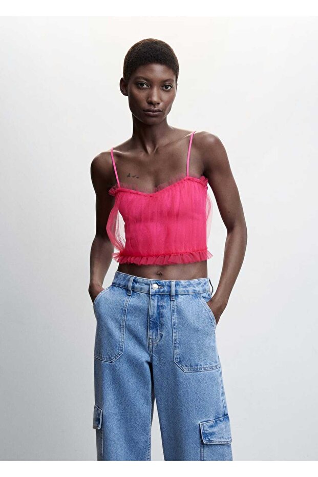 Kalp Yaka Şifon Bluz - 1