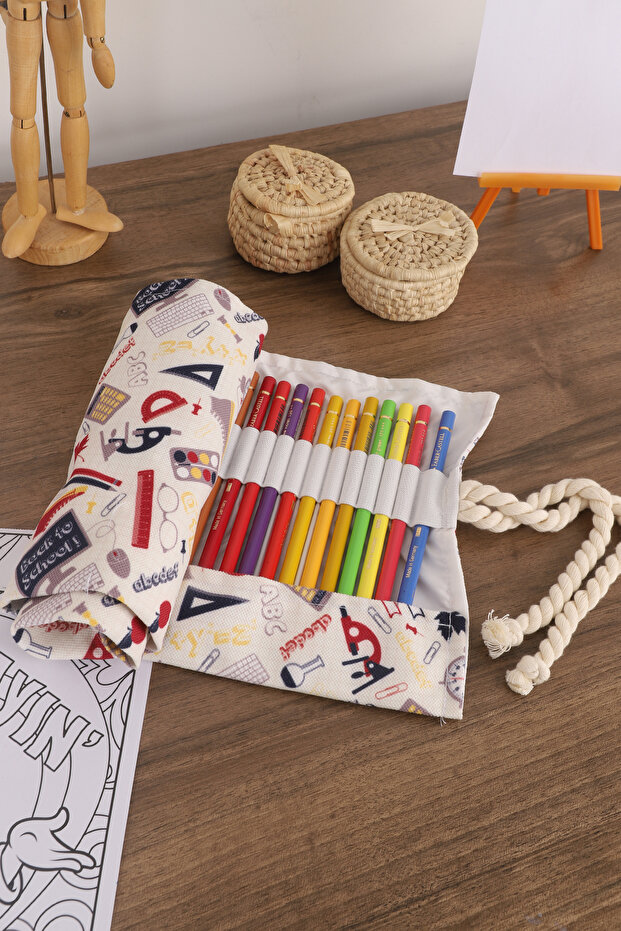 36 Compartments School Student Professional Child Adult Cloth Roll Pen Holder
