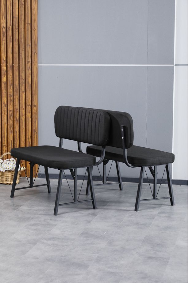 Hayat Serisi Mutfak, Yemek, Bahçe, Kafe, Modern Bench, Puf, 1 Adet - Siyah - 1