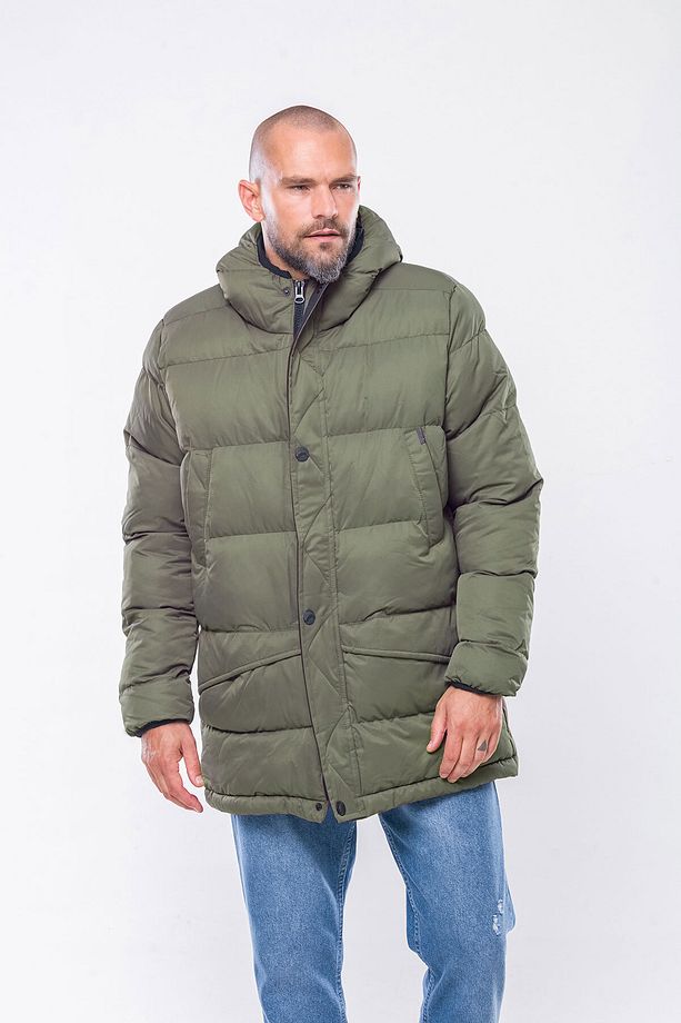 K236 Erkek Haki Kapşonlu Kaban - 3