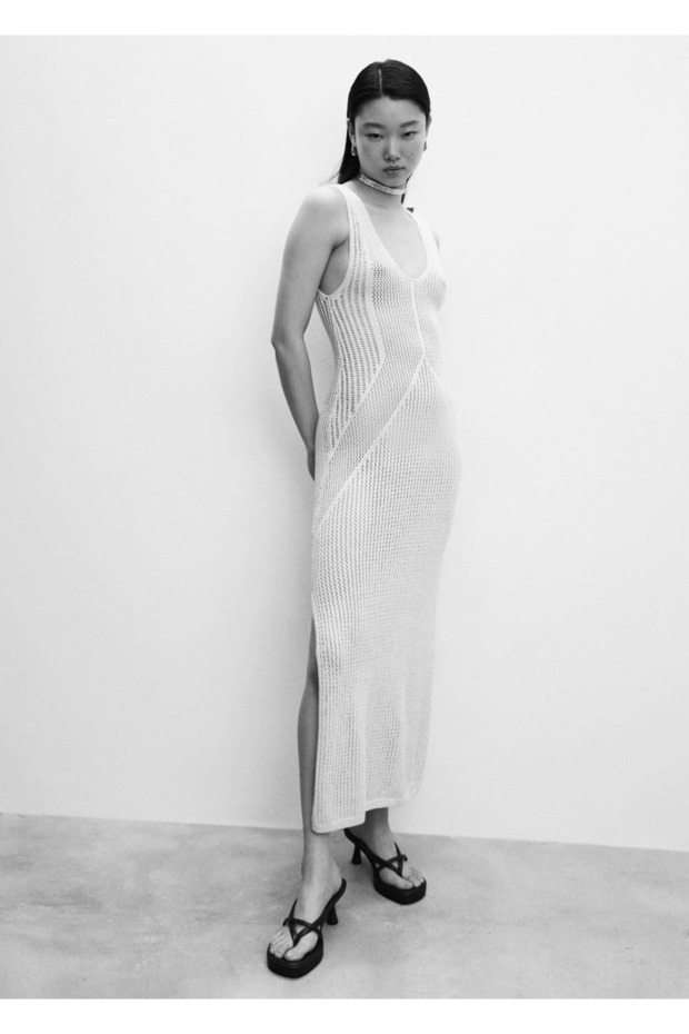 Delikli ajur örgü elbise - 5