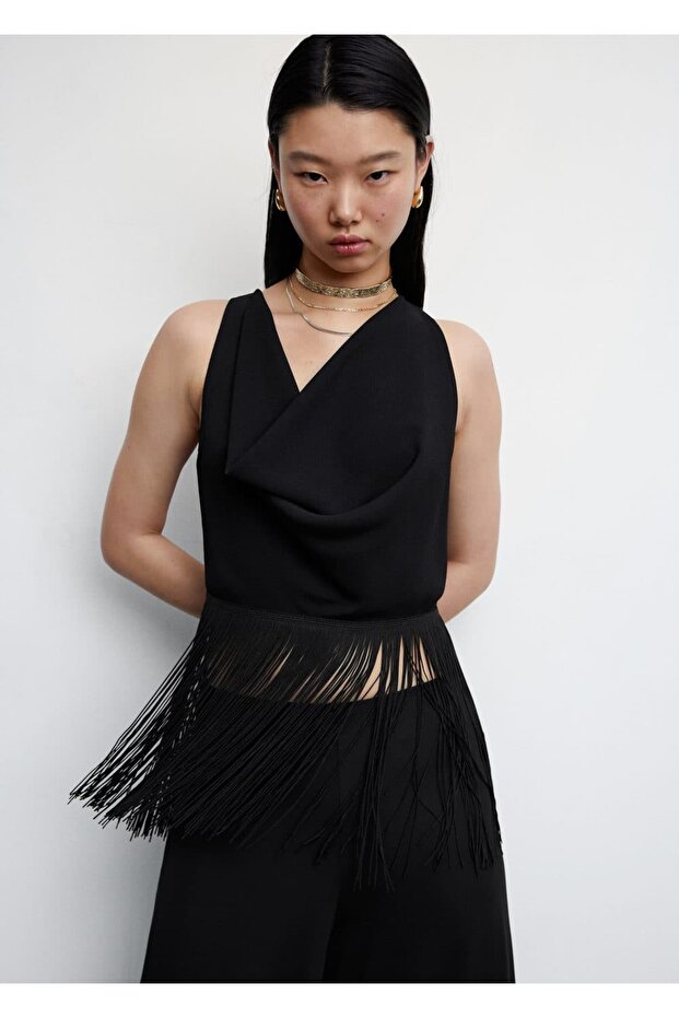 Püsküllü Kısa Bluz - 5