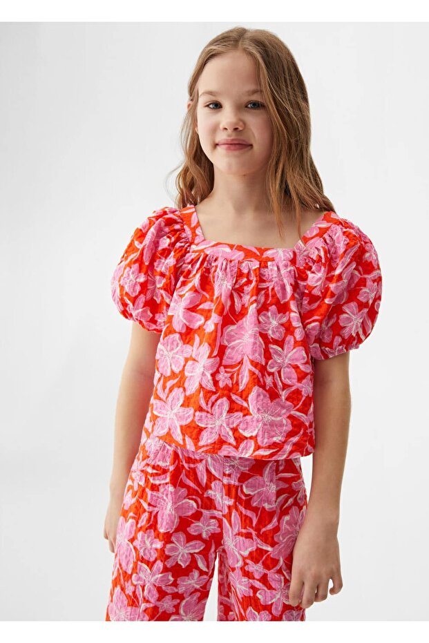 Çiçek Desenli Bluz - 1