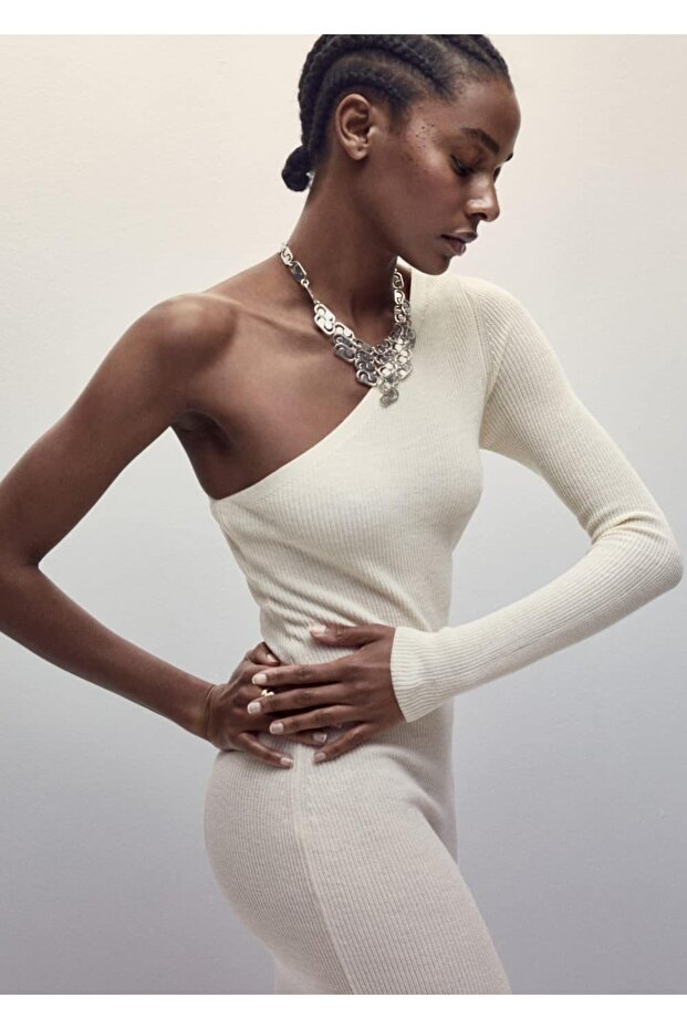 Triko Asimetrik Elbise - 7