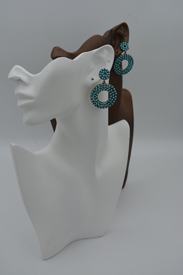 أقراط كبيرة من الحجر الفيروزي - 1